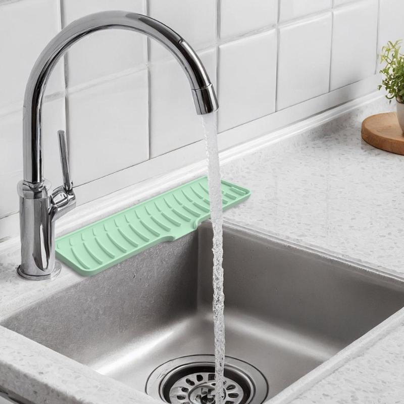 Multifunction  Silicone Faucet Mat Not  Slip Drainages Mat Kitchen Faucet Mat Kitchen Sink Accessory Large for Kitchen Sink