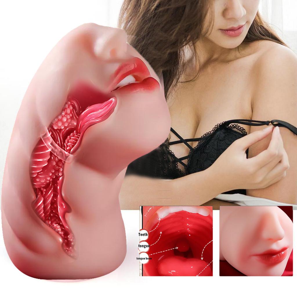 Blowjob Realistic Pornstar Male Masturbator,Real Mouth Deep Throat Oral Sex with Tongue Textured,Stroker Pocket Soft Sex Dolls Play Toy for Adult Men