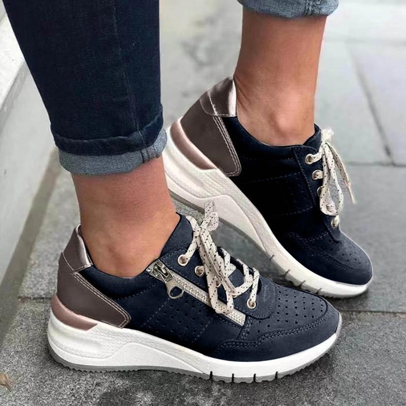 Sneakers for Women 2026 New Light Casual Women'S Shoes Sneakers Lace Up Thick Soled Large Size Single Shoes