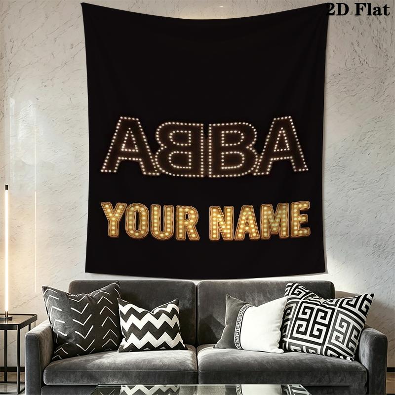 Custom Name ABBA Wall Tapestry Aesthetic Wall Hanging Printed Fabric Blanket Decorative Tapestries for Bedroom Living Room Home Decor