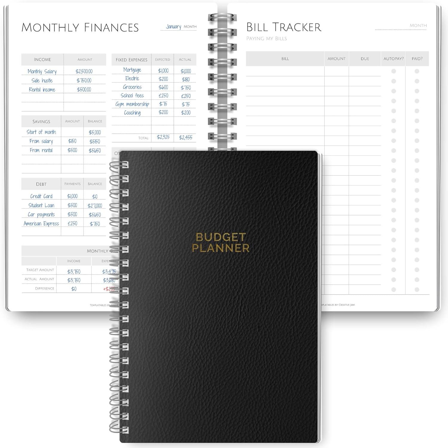 Budget Planner & Monthly Bill Organizer | Finance Budget Planner, Financial Savings, Debt, Income, Expenses, Spending & Bill Trackers - A5 (Colorful Mono