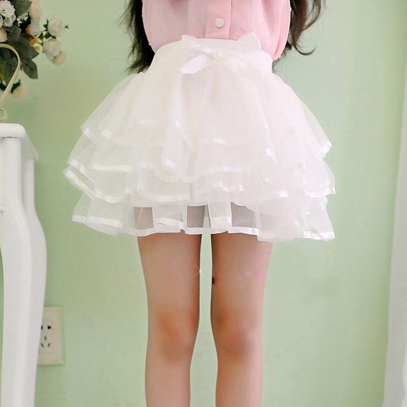 Versatile Girls' Princess Gauze Skirt - Layered Cake Design for All Seasons in Korean Style