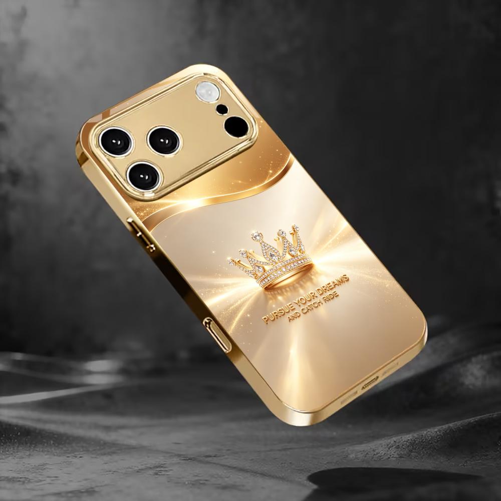 Fashionable Simple Crown phone case for funda iphone for iphone 17 pro max cover glass for iPhone 17 16 15 14 13 12pm Pro Plus