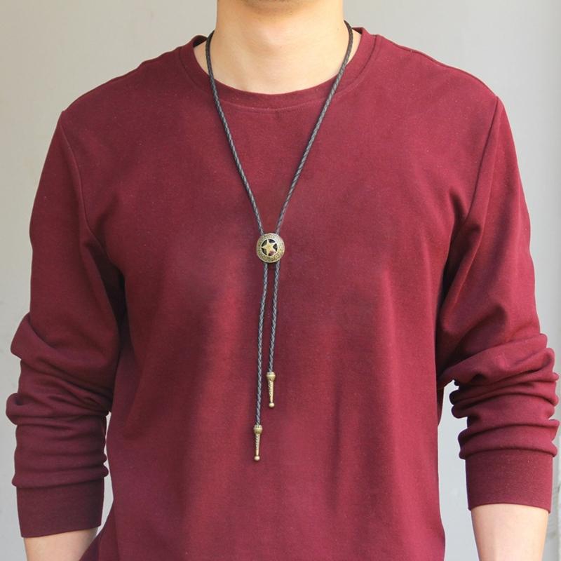 Star Pendant Faux Leather Rope Bolo Tie Shirt Collar Necktie Jewelry Accessories