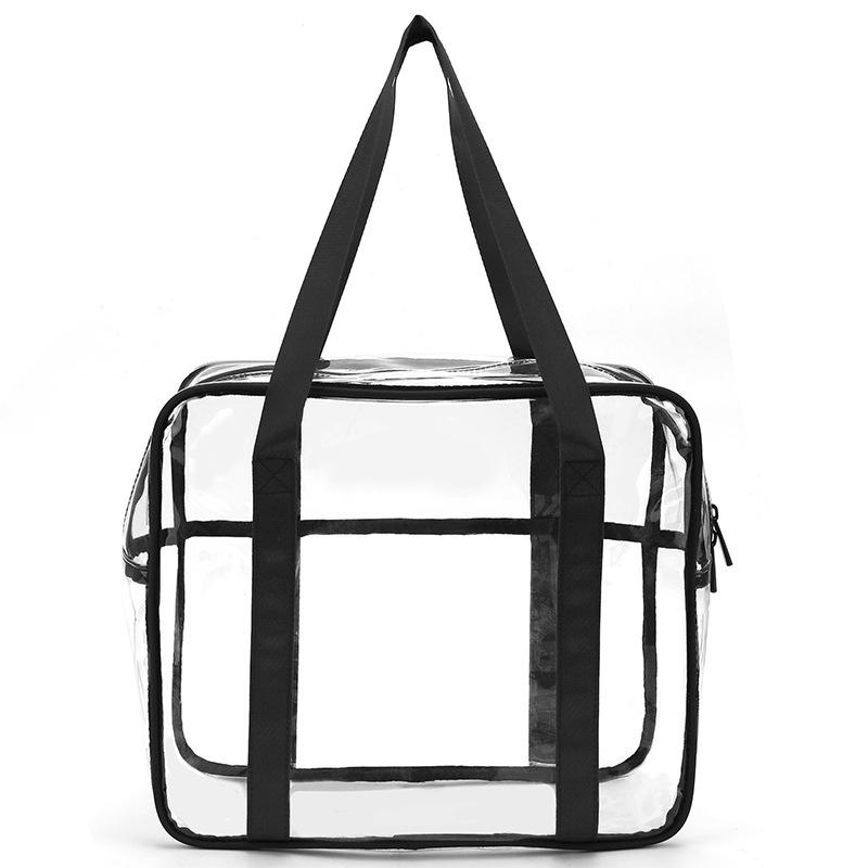 Eco-friendly Transparent PVC Zipper Makeup Bag - Waterproof, Large Capacity for Travel, Storage, or Beach Use