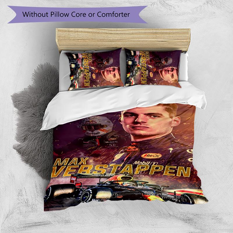 Set di biancheria da letto con motivo M-Max Verstappen per 3 persone, set copripiumino include copripiumino e federe, decorazione perfetta per la camera da letto per tutte le stagioni e regalo