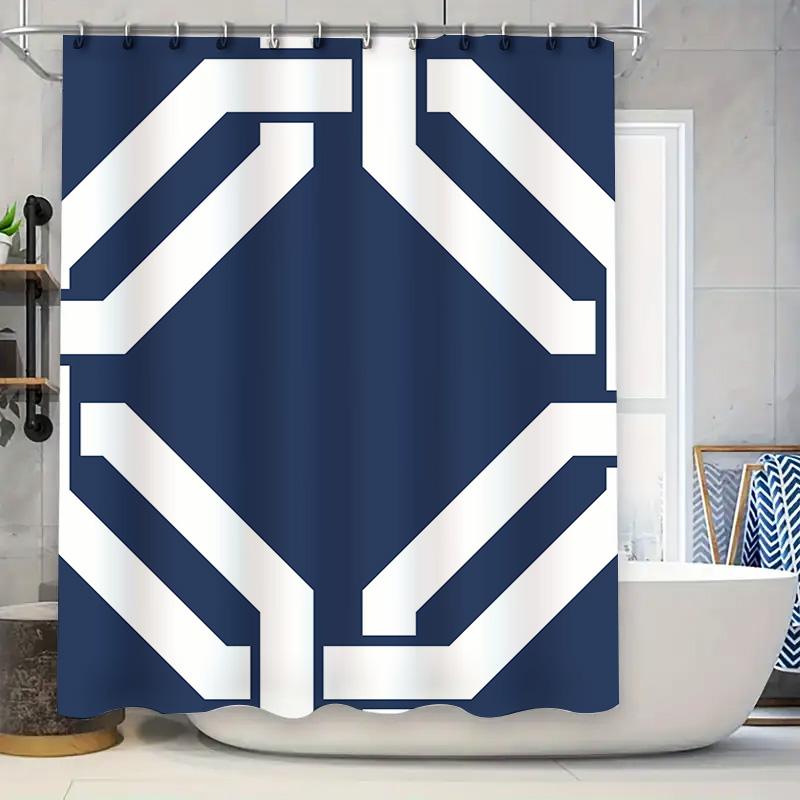 

Unique Blue And White Shower Curtain With Modern Design Waterproof Fabric For Bathroom Decorations W60H190(CM)-1 Pcs