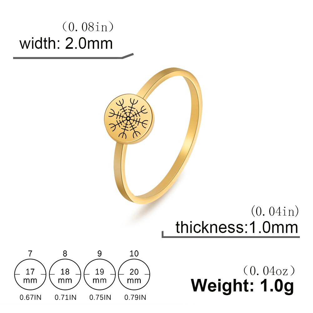 Compass Helm of Awe Ring Stainless Steel Gold Women Rings Aegishjalmur Nordic Amulet Jewelry Gift for Lover