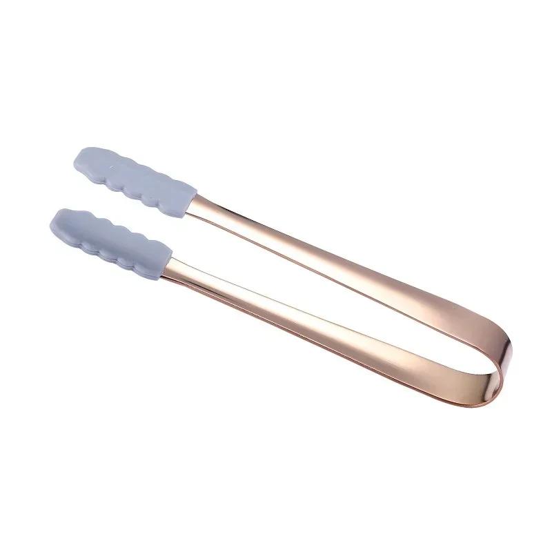 

1 Pcs Multicolor Silicone Head Non-Slip Food Ice Cube Clip Tongs Bread Barbecue Mini Sugar Dessert Clamp Party Bar Utensils