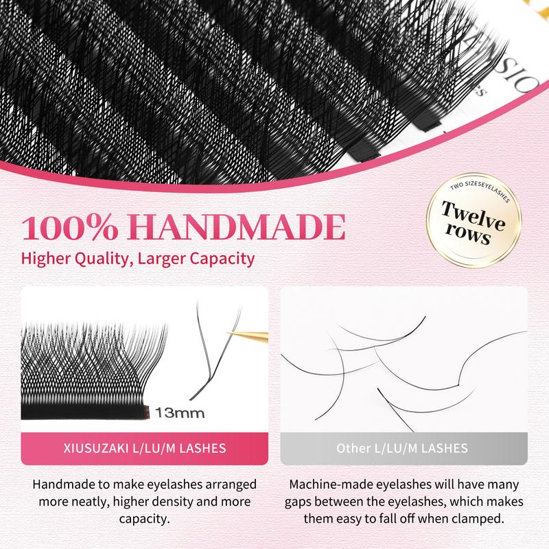 XIUSUZAKI L/LU/M Schwung YY 3D 4D 5D W Wimpernverlängerungen Weiche Natürliche W Wimpernverlängerungen Vorgefertigte Volumenfächer Falsche Wimpern Shop
