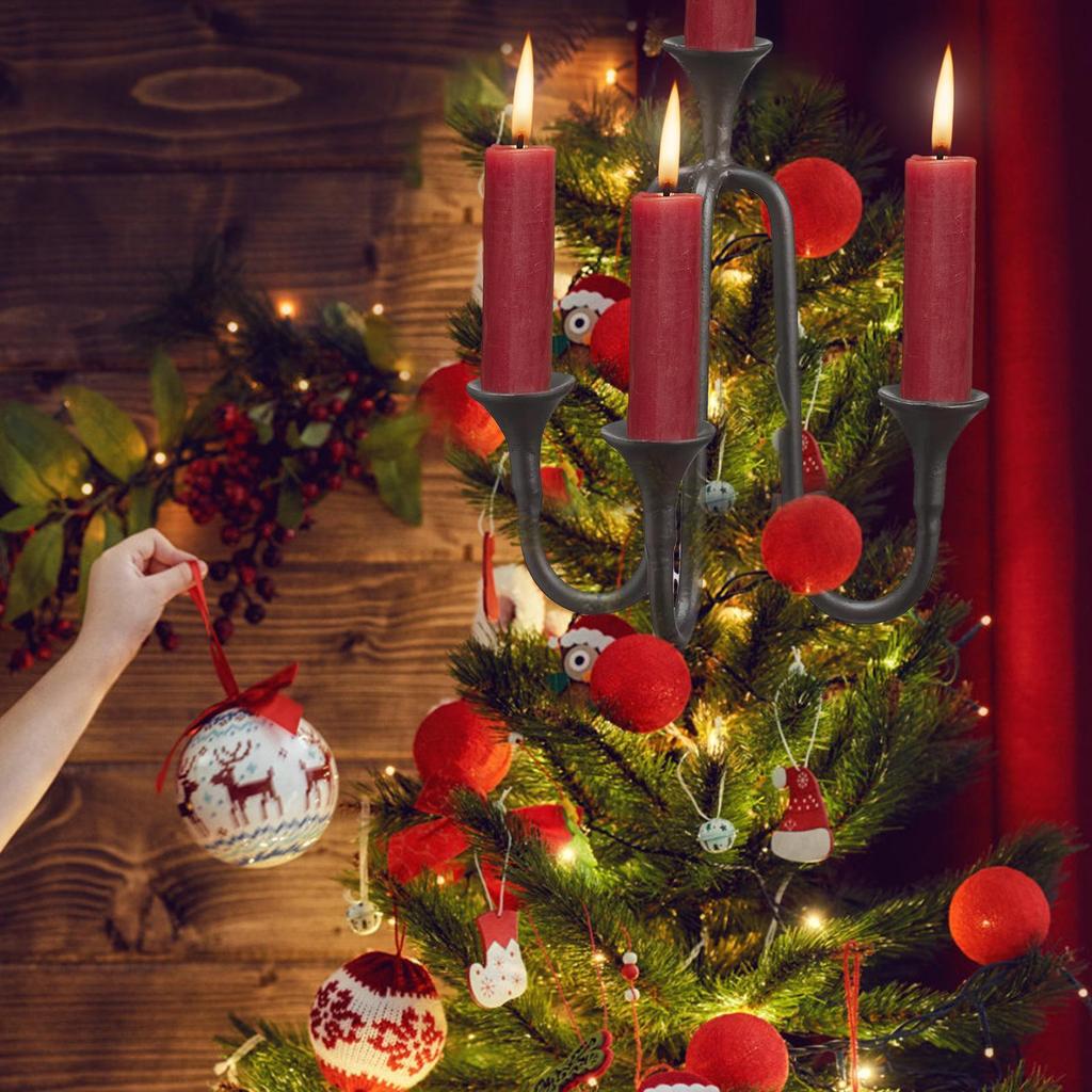 Tree Toppers Candlestick Festive Stand Topper Candle Holder For Holiday Celebration Party Displa Living Room Desk Shelf Mantel