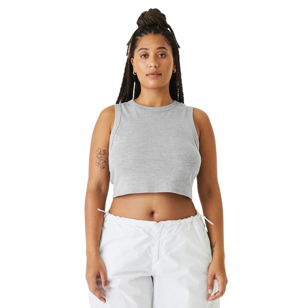 Bella + Canvas Womens/Ladies Heather Micro-Rib Crop T-Shirt