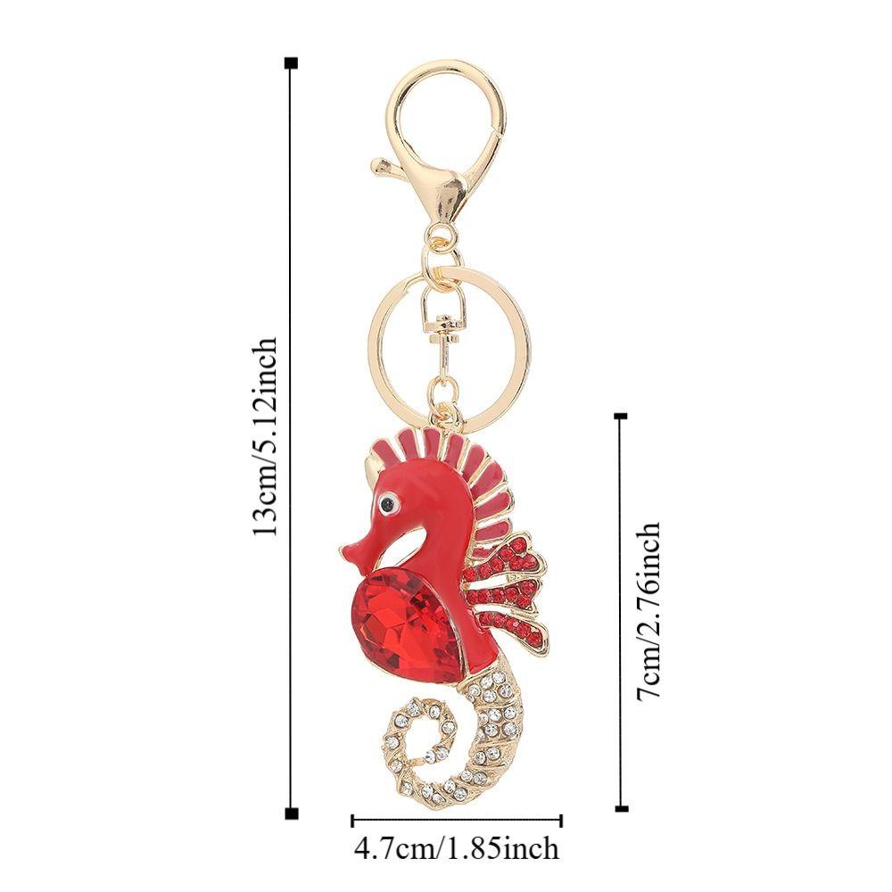 Exquisite Ocean Seahorse Keychain Rhinestone Bag Pendant Fashion Car Key Ring  Female Decoration
