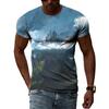 Zajímavé Kreativní Kresba Hrad Krajina Muži Trička 3D Móda Ležérní Osobnost Hip Hop Harajuku Potisk Tričko s krátkým rukávem