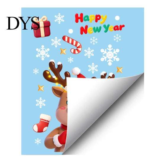 Removable Winter Stickers for Kids Christmas Window Stickers, Static PVC Decals with Santa Claus Reindeer Snowman Cheerful Seasonal Glass Patterns,