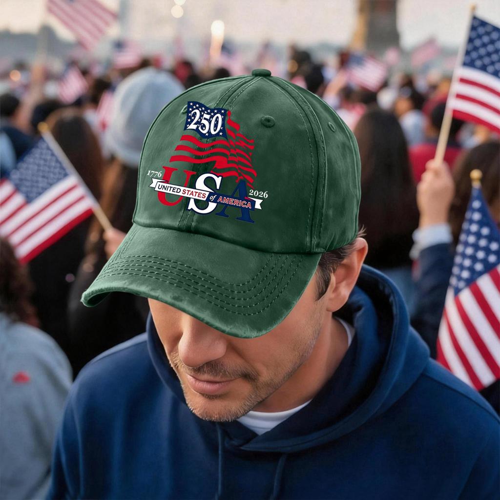 Men's and Women's Matching American 250th Anniversary Anniversary Embroidered Vintage Washed Baseball Cap