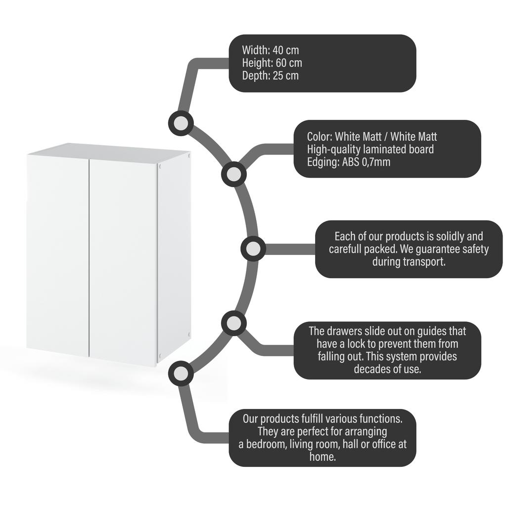 Wall-hung bathroom cabinet white 40 cm bathroom column bathroom furniture