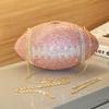 Football Shape Fashion Handbag Large Capacity Rhinestone Bling Purse with Shoulder Chain Shiny Diamond Purse Trendy Carrying Bag