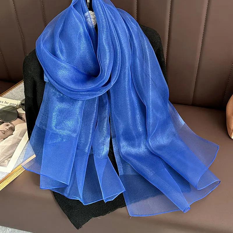 Autumn And Winter New Simulation Silk Double Layer Scarf Shawl Elegant And Elegant Temperament Mom'S Women'S Long