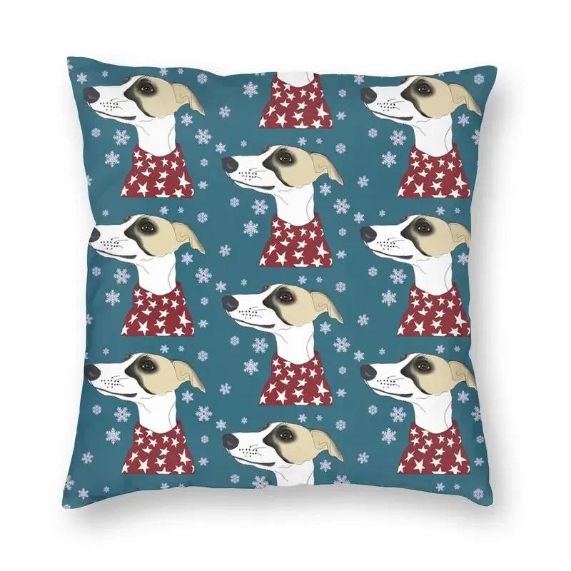 Whippet Sihthound Dog Cushion Cover 40x40cm Home Decor Printing Greyhound Christmas Tree Throw Pillow Case for Car Two Side