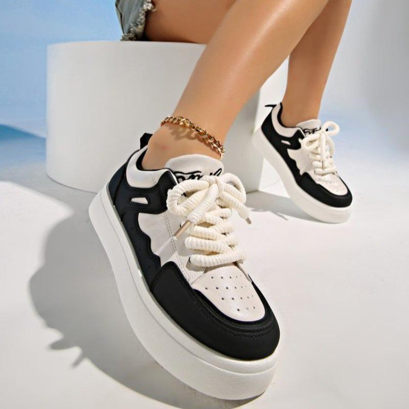 

Fashion Fashionable Low Cut Women s Classic Casual Outdoor Thick Sole Height Increasing Running Sports Color Blocked Vulcanized Shoes 35 чёрный