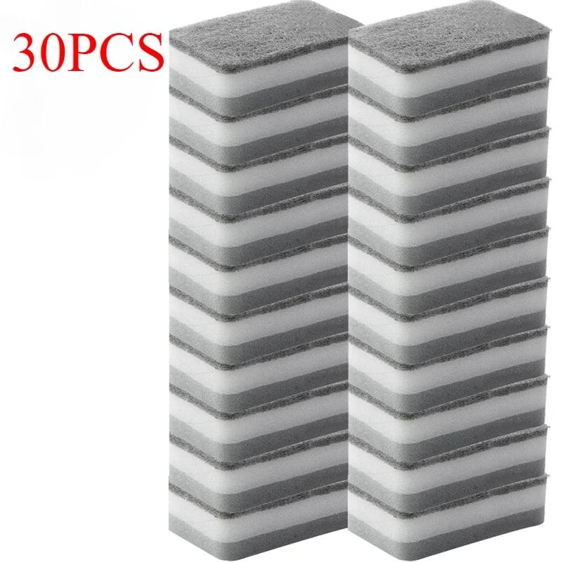 30/5 buc bureți magici de curățare, cu două fețe, reutilizabile, șervețele de burete de bucătărie, oală, tampoane de spălat vase, perie, instrumente de curățat