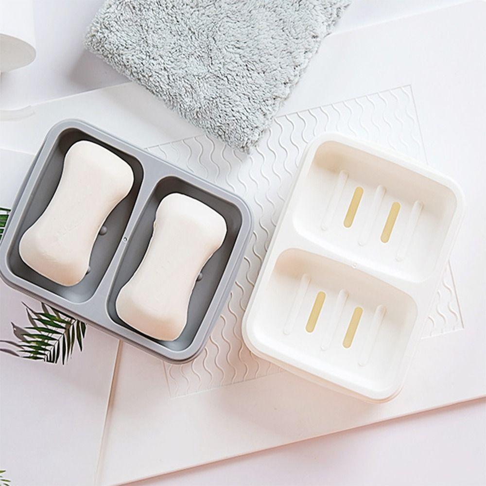 2 Pcs Rectangle Bathroom Soap Dishes 2 Colours Soap Holder Easy To Use Bar Soap Holder  Kitchen Sink
