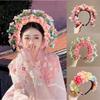 Chinese Style Hairpin Flowers Headband Hair Clip Floral Bridal Wedding Tiara Flower-decorated Girls Headwear Hair Accessories