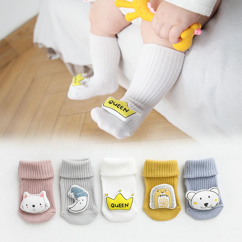 1/5Pairs Newborn Cotton Socks Anti Slip Baby Boy Socks Cartoon Infant Floor Socks For Girls Spring Autumn Baby Accessories 0-2Y