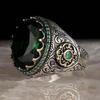 Mens 2023 Red Emerald Inlaid Ring Turkey Retro Domineering Personality Ring To Attend The Banquet Highquality Jewelry