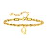 Vnox Braccialetti con Lettere A-Z per Uomo, Braccialetto a Catena Intrecciata in Acciaio Inossidabile Placcato Oro, Classico Braccialetto con Nome Regalo per Lui