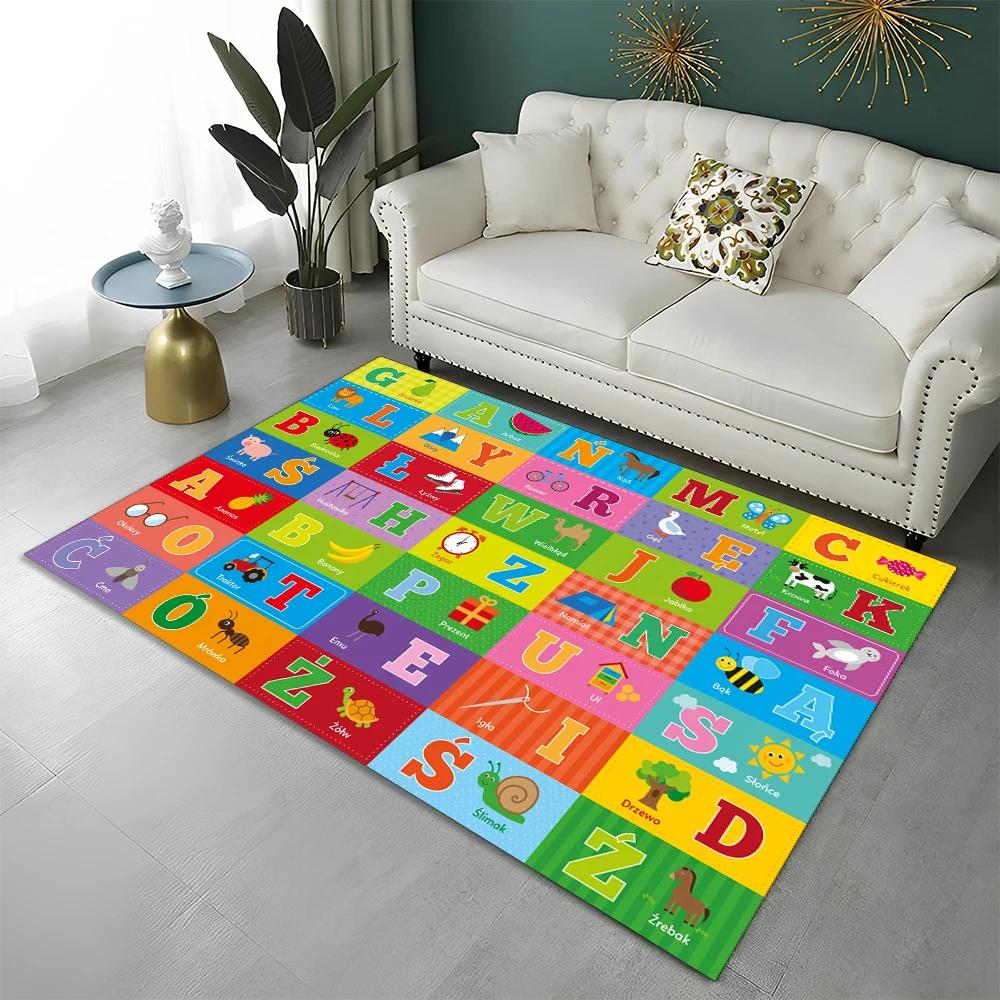 ABC Early Education Cartoon Kids Playroom Alphabet Children Crawling Area Rug,Carpet for Living Room Bedroom Sofa,Non slip Mat
