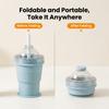 2in1 Collapsible Silicone Travel Cup with Straw & Ice Ball Maker Mold Portable Foldable Water Bottle for Summer Outdoor
