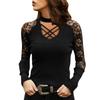 Fashion Womens Color Lace Sexy Casual V-Neck Long Sleeve Top