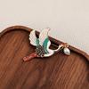 White Enamel Crane Women's Clothing Brooch Flying Red-crowned Crane Pearl Pendants Luxury Brooches for Women Clothes AccessoriesGood product