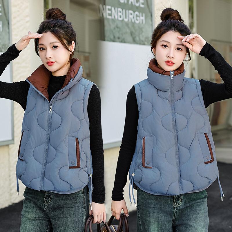 Loose short large size down cotton vest women's autumn and winter new casual versatile large pocket vest jacket vest