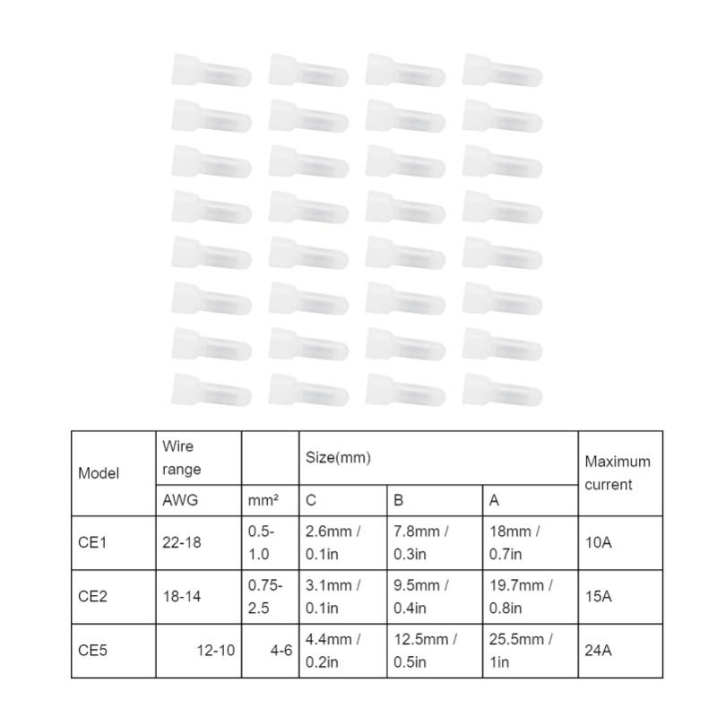 1000Pcs Closed End Terminal Transparent Nylon Crimping Cap Wire Cable Connector KitsCE1