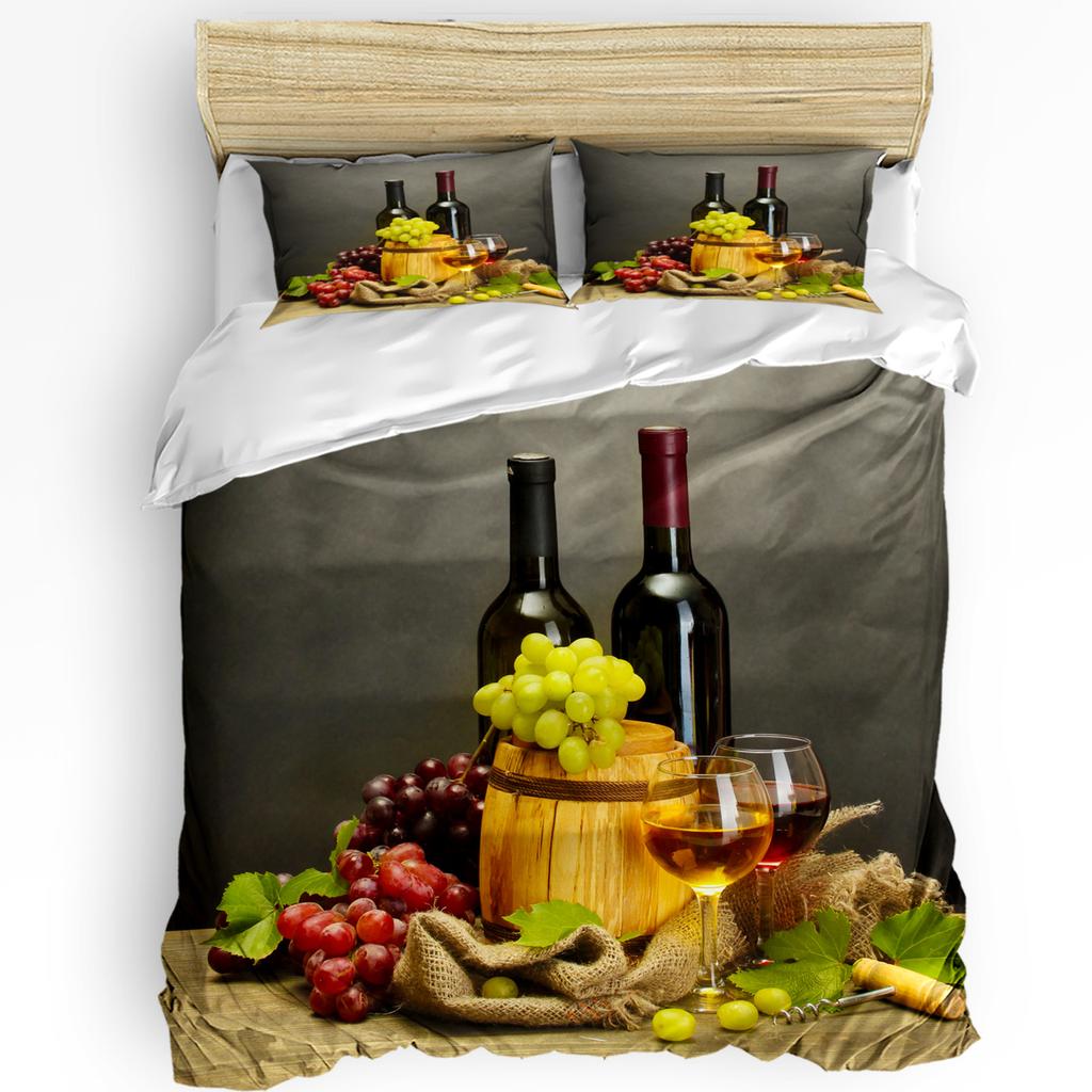 Cherry Fruit White Printed Comfort Duvet Cover Pillow Case Home Textile Quilt Cover Boy Kid Teen Girl Luxury 3pcs Bedding Set