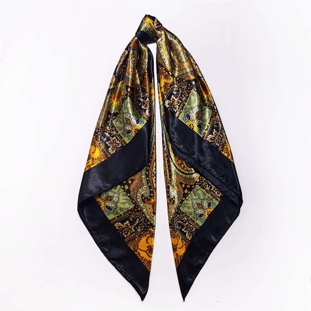 90cm Women s Paisley Silk Headscarf - Versatile European & American Style 90x90cm чёрный