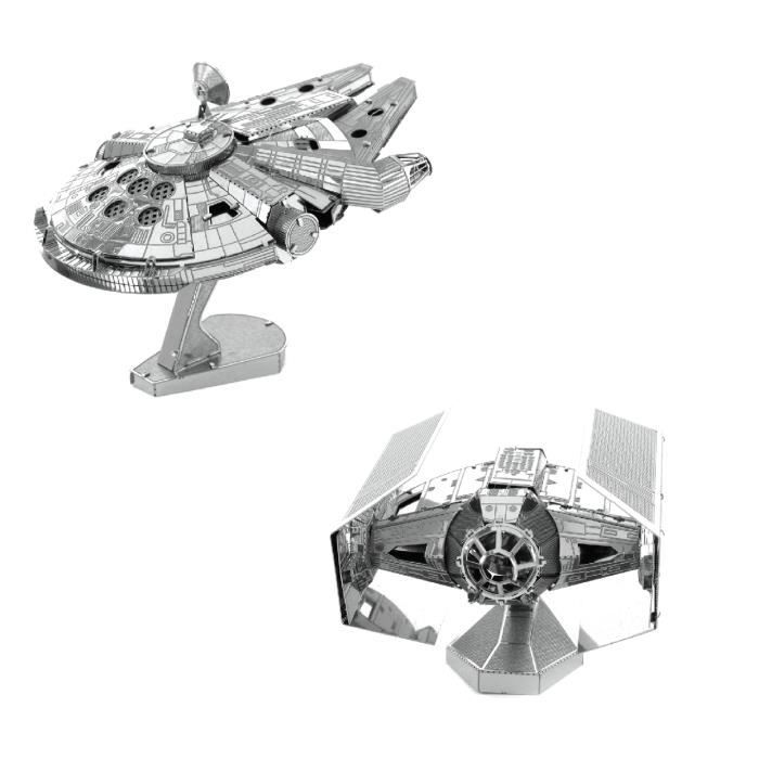 Metal Earth Fascinations Star Wars Millennium Falcon Et Darth Vader's TIE Fighter Puzzle 3D En Métal