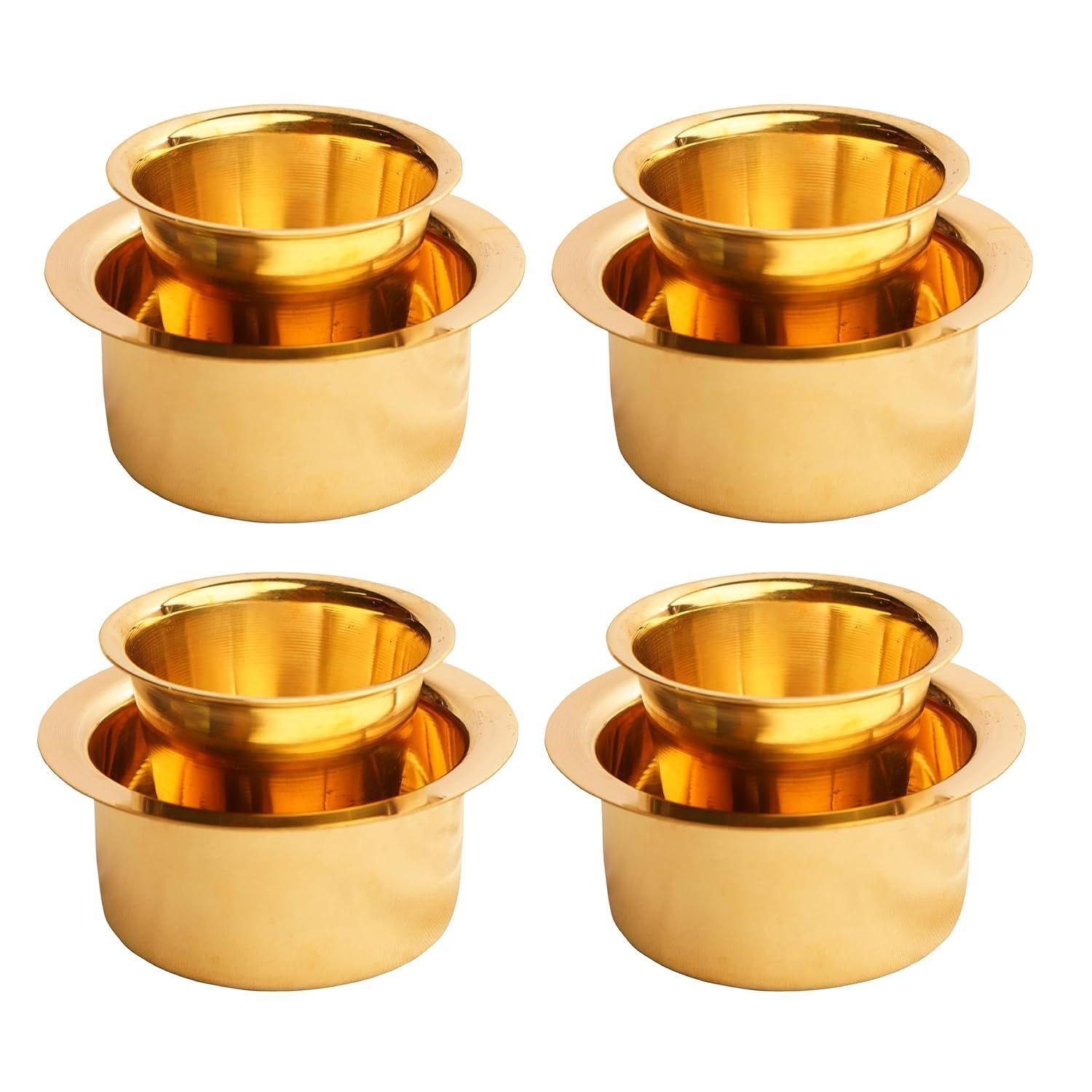 

Brass Coffee Cup Dawara/Dabara & Tumbler for Serving Filter Coffee/Tea/Traditional kumbakonam Dabara Set Matt - 150ml (Plain, Set of 4)