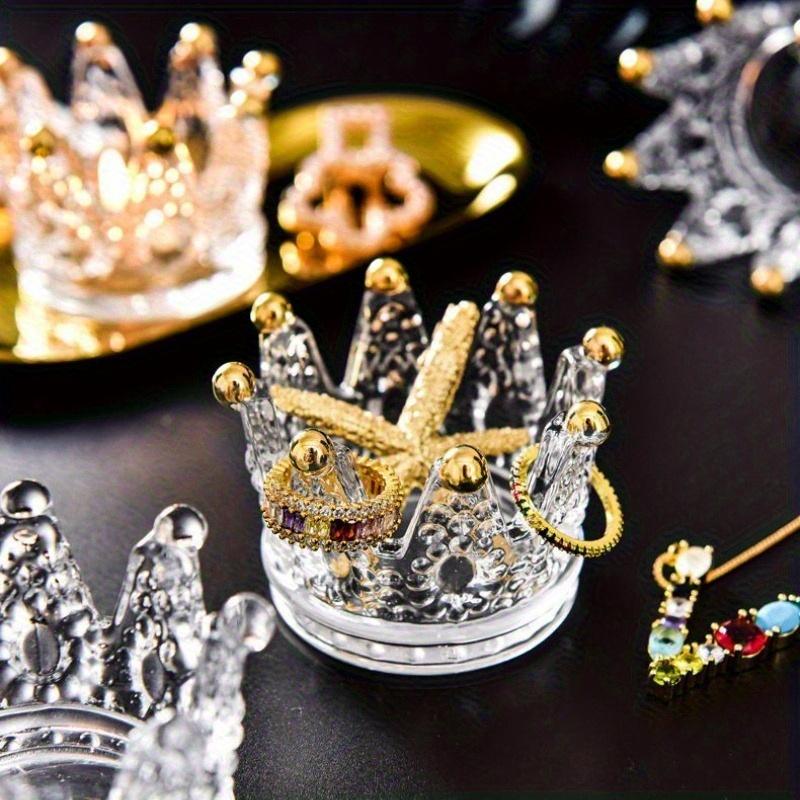 European Crystal Crown Glass Tealight Candle Holder Ring Scented Candlestick Home Decoration