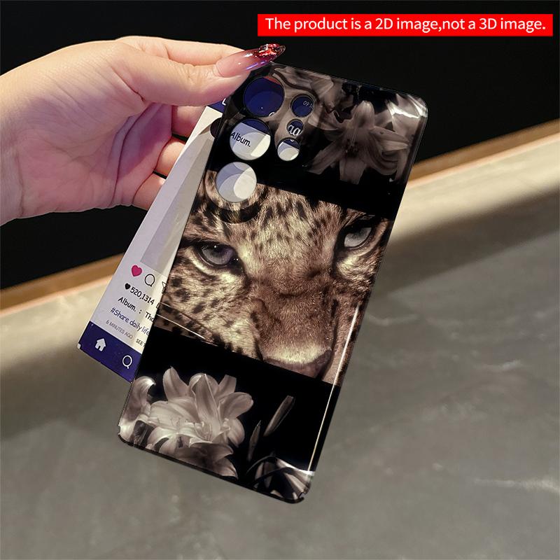 2DFlat Samsung Phone Case Leopard Eyes & Lilies Floral Design Applicable To Galaxy S22 S23 S24 S25ULTRA S26 A12 A13 A14 A15 A16