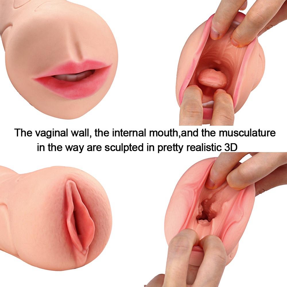 Male Oral Masturbator 2 In 1 Realistic Vagina Mastubators for Men Pocket Pusssy Blowjob Masturbation Sex Toy