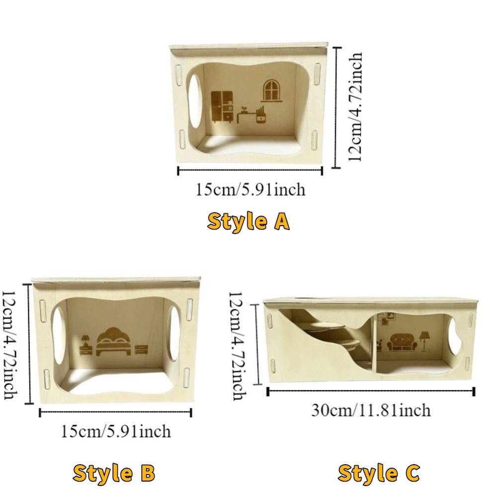 Chew-Proof Wooden Hamster House Detachable Hamster Hiding Corner Practical Mouse Habitat  Playing