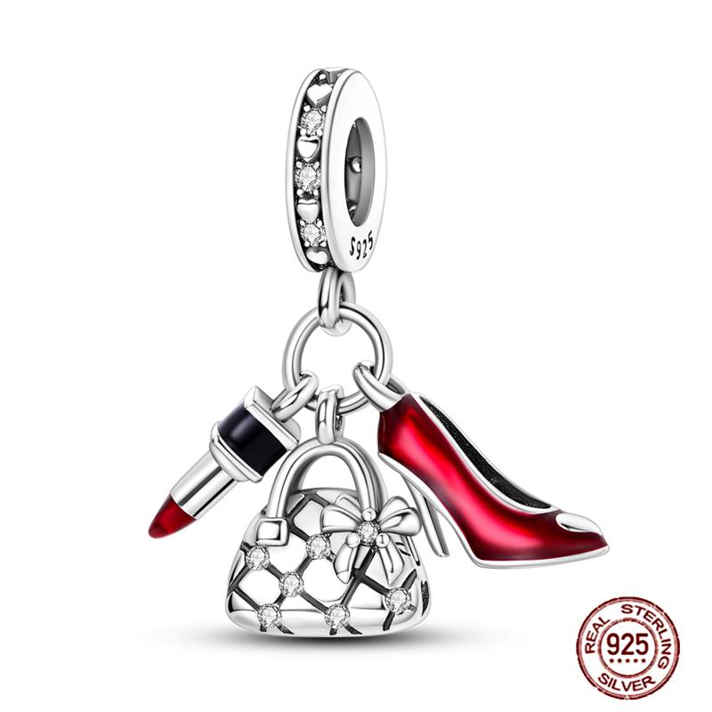 Charms Plata De Ley 925 copper Original Devil's Eye Perfume Bottle Bow Silicone Spacer Beads Women Bracelet DIY Zircon Pendants