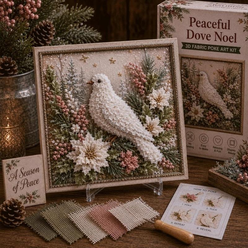 3D Christmas Snowman Fabric Poke Art DIY Kit Handmade DIY Fabric Poke Art Kit For Adults Beginner Friendly Vintage Xmas DIY Kit
