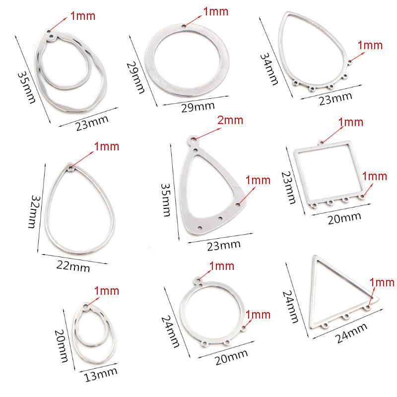 10pcs/lot 316 Stainless Steel Charms Geometry Metal Stamping Blanks DIY Porous Connector Pendant Necklace Earring Accessories