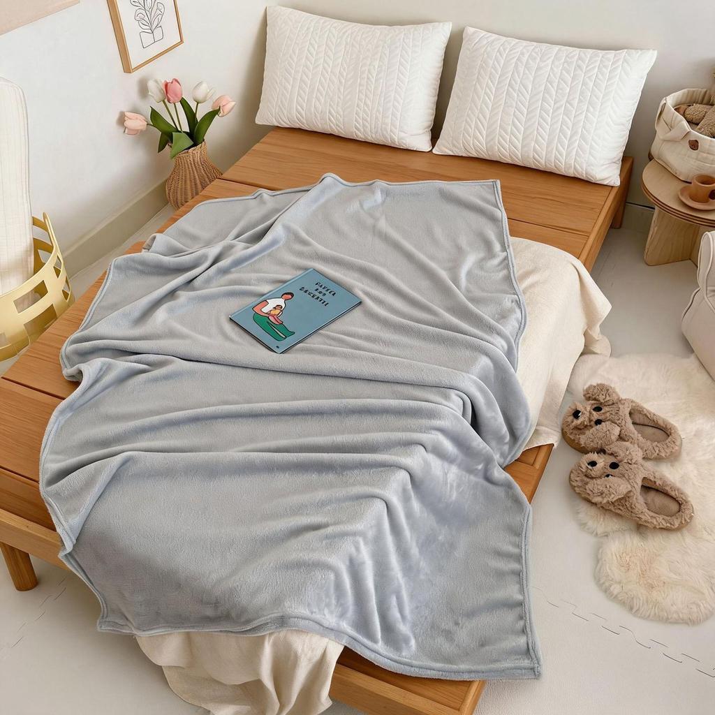 Solid Color Flannel Thin Blanket - Perfect for Office Naps, Sofa Throws, Summer Use, and as a Small Bed Sheet