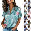 Blusa de Satén para Mujer Manga Corta Tops de Seda Camisas de Botones Outfits Casuales de Negocios